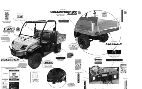 Label Map Diagram and Parts List for WT747EFI (37AM486M010)(2017) Cub Cadet Lawn Tractor Accessories